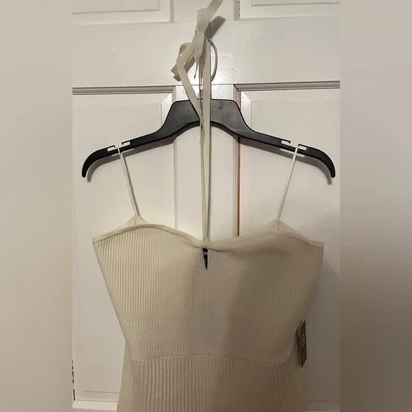 NWT Express Ribbed Halter Midi Dress w/ Fringe - Picture 5 of 9